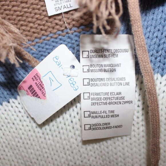 FREE*❤️damaged Garage ladies hooded sweater hoodie striped 100% acrylic USA made - Picture 5 of 8